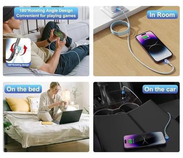 Alt view image 7 of 7 - Bidirectional 90 Degree iPhone Charging Cable 6FT Left&Right Angle USB to Lightning Cable High Speed Data Sync Lightning Charger Cord for iPhone 14/13/12/11/Pro/Max/XS/MAX/XR/XS/X/8/7/Plus/6S