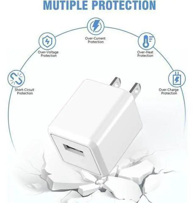 Alt view image 5 of 7 - iPhone Charger 2Pack 6FT USB Wall Charger Fast Charging USB Cable Charging Cube Travel Plug Block with 6Foot Fast Cuble Lightning Cable Cord for iPhone 14 13 12 11 Pro Max XS XR X 8 7 SE2022 iPad