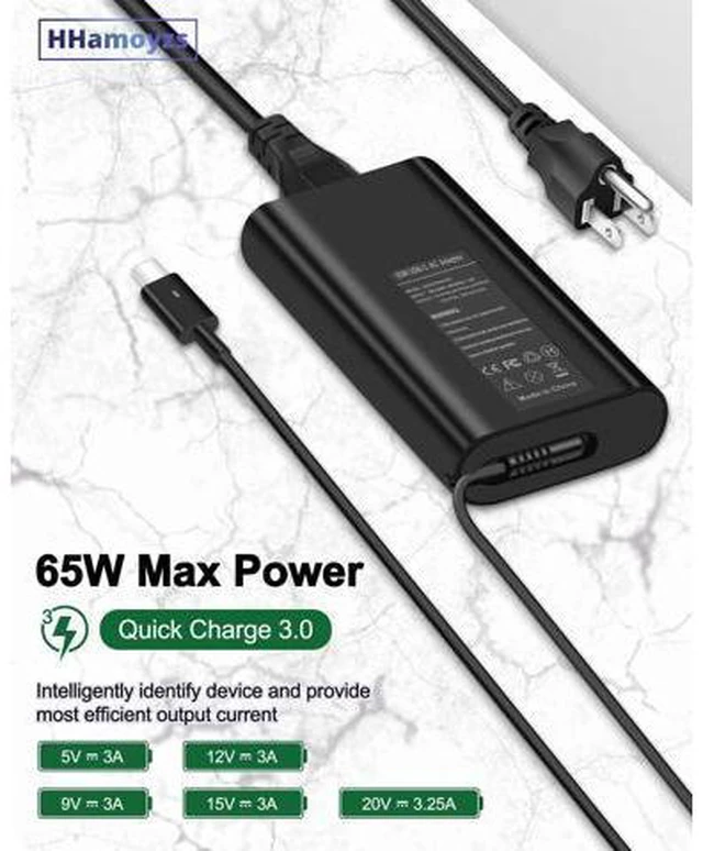 Alt view image 4 of 6 - 65W 45W Laptop Charger USB C - Compatible with Latitude 5420 5520 7275 7420 7410 7370 XPS 13 9350 9250 9380 9370 9360 9365 Adapter Power Cord
