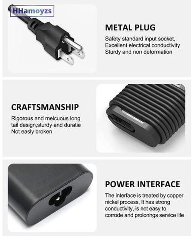 Alt view image 5 of 6 - 65W 45W Laptop Charger USB C - Compatible with Latitude 5420 5520 7275 7420 7410 7370 XPS 13 9350 9250 9380 9370 9360 9365 Adapter Power Cord