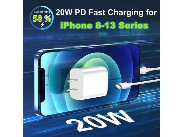 Alt view image 2 of 7 - iPhone Fast Charger Cable Fast Charger iPhone 20W PD USB C Wall Charger Type C Power Adapter Lightning Cable Fast Charging Plug Compatible with iPhone14/13 Pro/12/11/XS/Max/XR/X/8 Plus/SE 2022 iPad