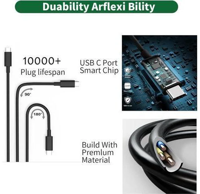 Alt view image 4 of 7 - New 65W USB C Laptop Charger for Laptop Charger USB C Charger for Latitude 3340 3440 3540 5420 5430 5440 5520 7430 7420 7440 XPS 13 9360 Chromebook 3100 Type C AC Power Adapter Cord