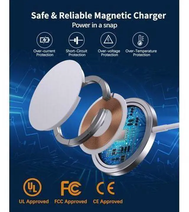 Alt view image 7 of 7 - Magnetic Wireless Charger Mag-Safe Charger for iPhone 17/16/15/14/13/12 Series Convertible Magnet Wireless Charging Stand/Pad with 5ft Cable for iPhone and AirPods 2/3/Pro 2/Pro
