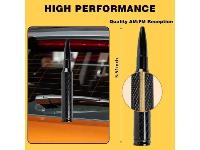 Alt view image 5 of 5 - Carbon Fiber Truck Antenna for Chevy Silverado 1500 2500 3500 & GMC Sierra 1999-2025,Chevy Silverado Antenna Truck Accessories,Short Car Video Antennas (5.5''-Black Carbon Fiber 50 Cal Bullet)