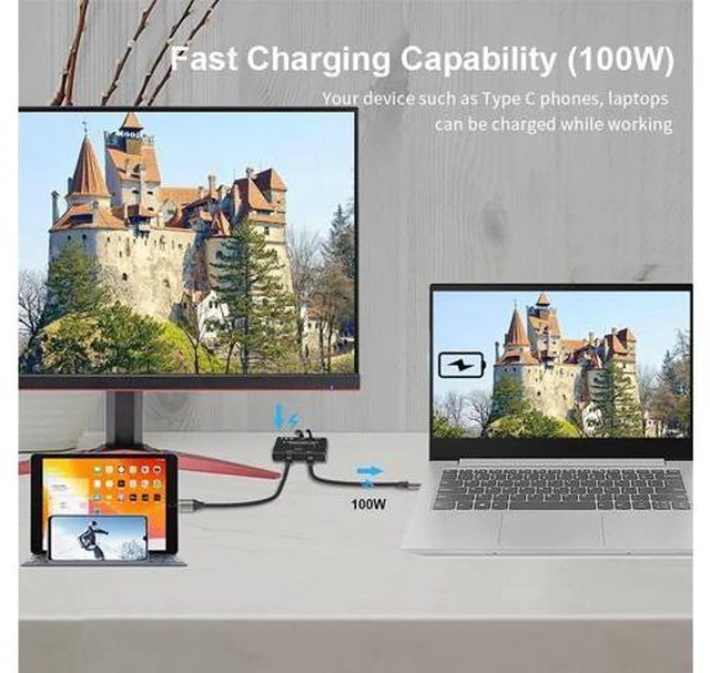 Alt view image 4 of 7 - CableDeconn USB-C USB3.1 Type-C 8K Switch Bi-Direction Adapter 8K@30Hz 4K@120Hz Power Delivery 100w 10Gbps Data Transfer Multi-Function Splitter Converter Cable for Multiple USB-C Sources and Displays
