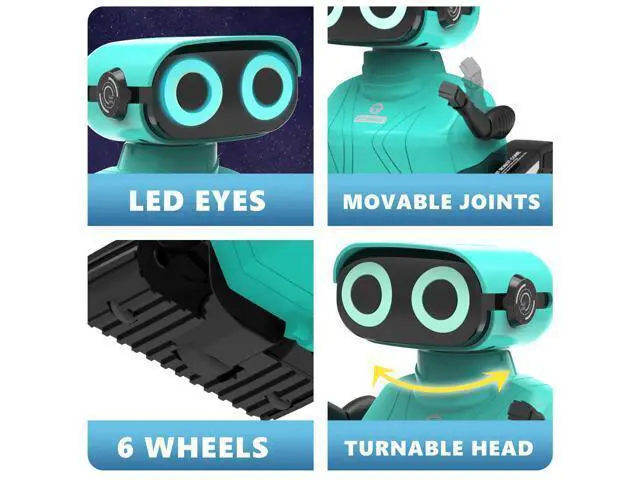 Alt view image 2 of 7 - GILOBABY Remote Control Robot, 2.4GHz RC Robot Toy for Kids, with Shine Eyes, Flexible Head and Hands, 360 Degree Rotation, Idea Gift Toy for Babies Toddlers Kids Children - Blue