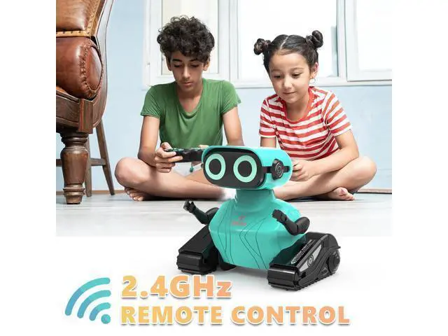 Alt view image 3 of 7 - GILOBABY Remote Control Robot, 2.4GHz RC Robot Toy for Kids, with Shine Eyes, Flexible Head and Hands, 360 Degree Rotation, Idea Gift Toy for Babies Toddlers Kids Children - Blue
