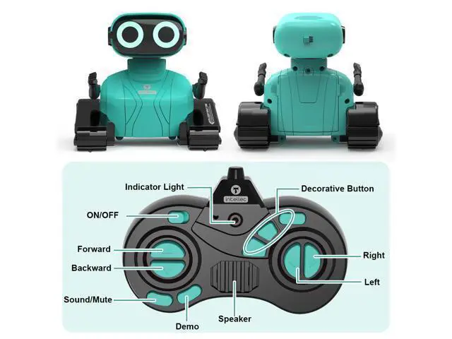 Alt view image 5 of 7 - GILOBABY Remote Control Robot, 2.4GHz RC Robot Toy for Kids, with Shine Eyes, Flexible Head and Hands, 360 Degree Rotation, Idea Gift Toy for Babies Toddlers Kids Children - Blue