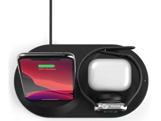Alt view image 5 of 7 - belkin 3-in-1 wireless charger (wireless charging station for iphone, apple watch, airpods) wireless charging dock, iphone charging dock, apple watch charging stand