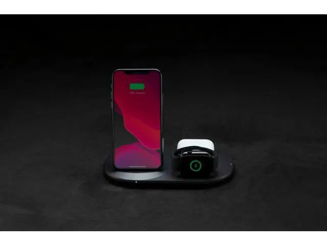 Alt view image 7 of 7 - belkin 3-in-1 wireless charger (wireless charging station for iphone, apple watch, airpods) wireless charging dock, iphone charging dock, apple watch charging stand