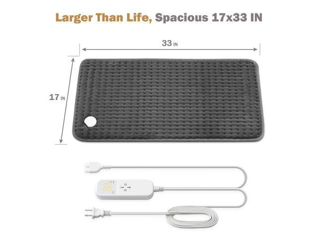 Alt view image 7 of 7 - Extra Large Microplush Heating Pad for Back Neck Shoulder Pain Cramps Relief - Gifts for Women Men Mom Dad, Mothers Day Fathers Day Christmas Birthday Gifts - 6 Heat Settings, Auto-Off - 17"x33"
