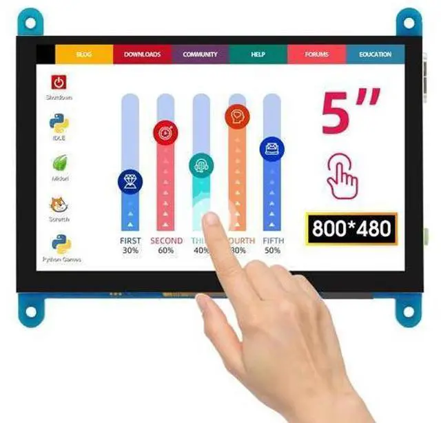 Main image of ELECROW 5 Inch Touch Screen Monitor for Raspberry Pi - 800×480 Mini Monitor Touchscreen LCD Display Compatible with Raspberry Pi 5/4/3B+/3B, BB Black, Banana Pi, Jetson Nano, Windows, PC