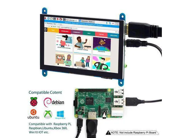 Alt view image 3 of 5 - ELECROW 5 Inch Touch Screen Monitor for Raspberry Pi - 800×480 Mini Monitor Touchscreen LCD Display Compatible with Raspberry Pi 5/4/3B+/3B, BB Black, Banana Pi, Jetson Nano, Windows, PC