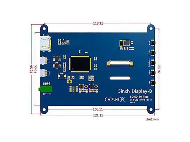 Alt view image 4 of 5 - ELECROW 5 Inch Touch Screen Monitor for Raspberry Pi - 800×480 Mini Monitor Touchscreen LCD Display Compatible with Raspberry Pi 5/4/3B+/3B, BB Black, Banana Pi, Jetson Nano, Windows, PC