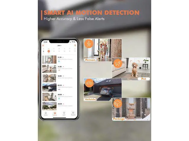 Alt view image 3 of 5 - Dzees Security Camera Outdoor Wireless - Upgrade 2K 3MP Battery Powered WiFi Outdoor Camera Wireless, Spotlight, Siren, AI Dectection, Color Night Vision, IP66 Waterproof Cloud/SD-Black