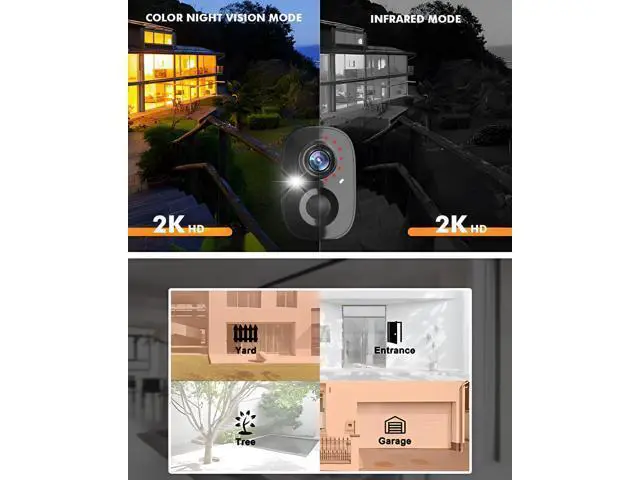 Alt view image 5 of 5 - Dzees Security Camera Outdoor Wireless - Upgrade 2K 3MP Battery Powered WiFi Outdoor Camera Wireless, Spotlight, Siren, AI Dectection, Color Night Vision, IP66 Waterproof Cloud/SD-Black