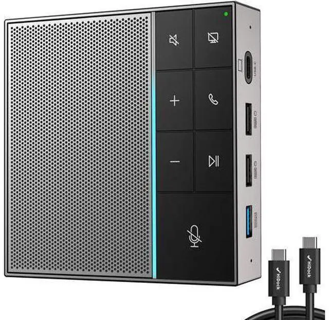 Main image of Conference Speaker and Microphone with Mute/Project, Enhanced Voice Pickup & Full Duplex Noise Cancelling Speakerphone, Omnidirectional USB C Speaker for Home Office Meeting-Grey