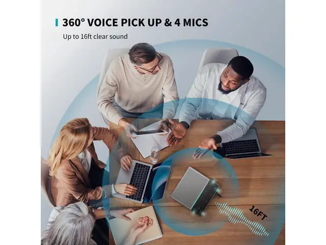 Alt view image 4 of 7 - Conference Speaker and Microphone with Mute/Project, Enhanced Voice Pickup & Full Duplex Noise Cancelling Speakerphone, Omnidirectional USB C Speaker for Home Office Meeting-Grey
