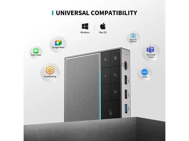 Alt view image 6 of 7 - Conference Speaker and Microphone with Mute/Project, Enhanced Voice Pickup & Full Duplex Noise Cancelling Speakerphone, Omnidirectional USB C Speaker for Home Office Meeting-Grey