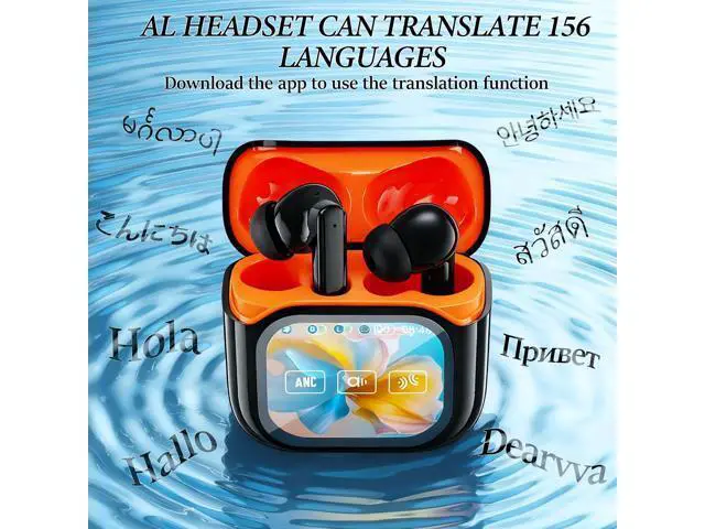 Alt view image 3 of 7 - NE20 Earbuds, NE20 AI Translation Ear Buds Real Time, 140 Two-Way Language Translator Earphones, LCD Touch Screen, 48db Intelligent Noise Reduction,Hd Stereo Sound(Black)