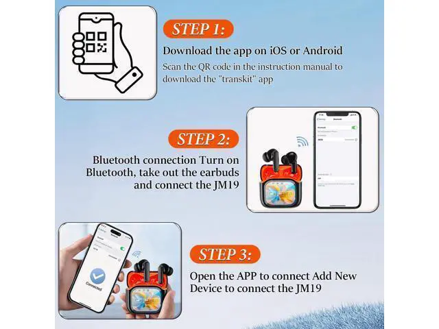 Alt view image 5 of 7 - NE20 Earbuds, NE20 AI Translation Ear Buds Real Time, 140 Two-Way Language Translator Earphones, LCD Touch Screen, 48db Intelligent Noise Reduction,Hd Stereo Sound(Black)