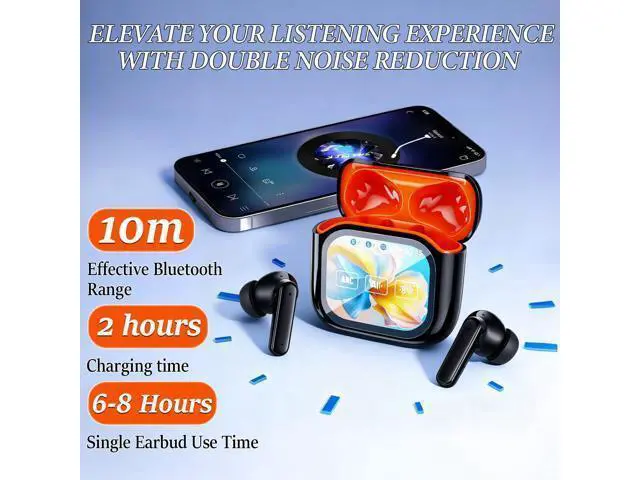 Alt view image 6 of 7 - NE20 Earbuds, NE20 AI Translation Ear Buds Real Time, 140 Two-Way Language Translator Earphones, LCD Touch Screen, 48db Intelligent Noise Reduction,Hd Stereo Sound(Black)