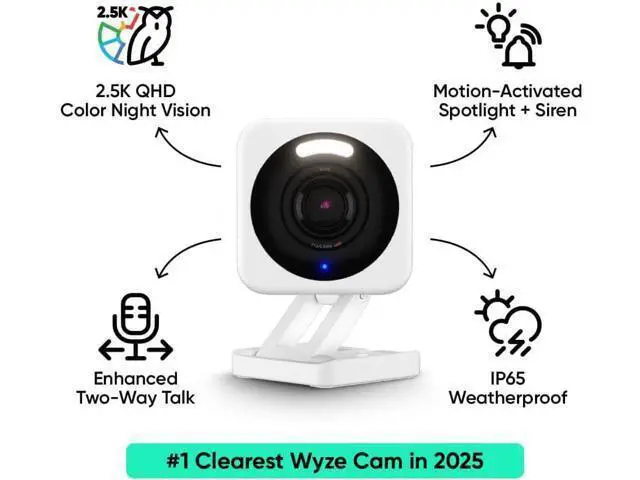 Alt view image 2 of 7 - WYZE Cam v4 (Latest Model), 2.5K AI Security Camera, Indoor/Outdoor Cameras for Home Security, Baby Monitor & Pet Camera, Vibrant Color Night Vision, No Subscription Required, Free Expert Help