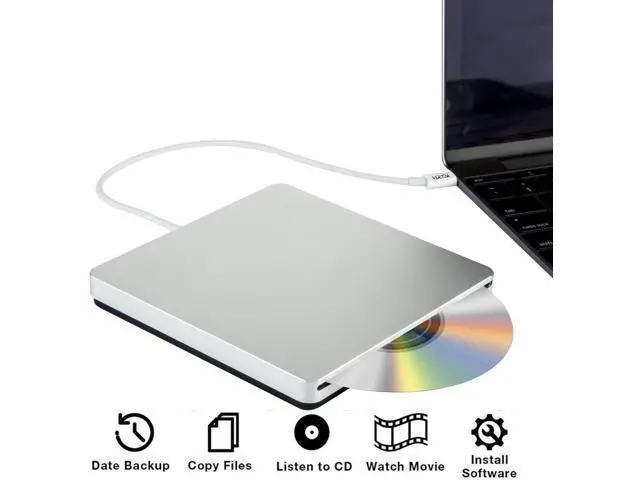 Alt view image 3 of 6 - VikTck Tpye-C USB-C Superdrive External DVD/CD Reader and DVD/CD Burner for Apple--MacBook Air/Pro/iMac/Mini/MacBook Pro/ASUS /ASUS/DELL Latitude with USB-C Port Plug and Play(Silvers)