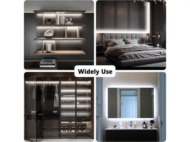 Alt view image 6 of 7 - White LED Strip Lights 20ft Dimmable Super Bright 24V Led Tape Light 6500K 360 LEDs Lights for Bedrooms Mirror Kitchen Home Decoration Daylight White
