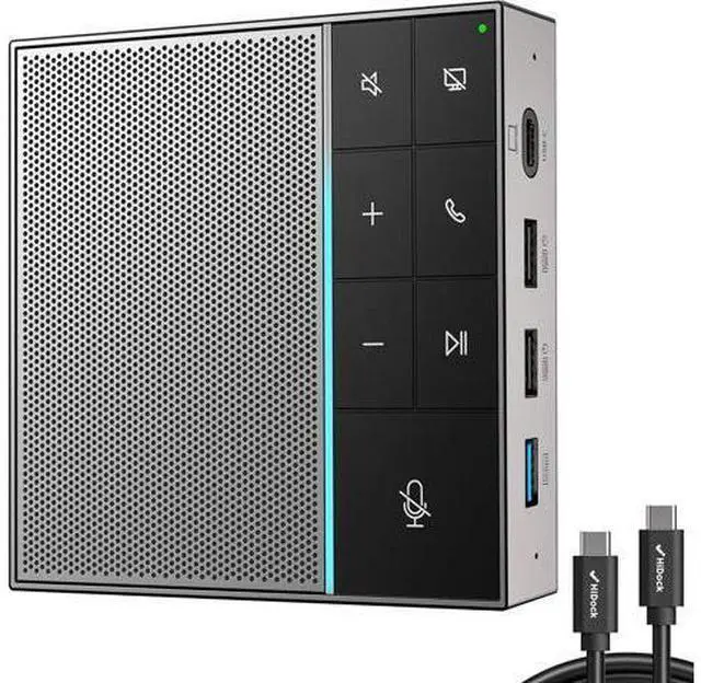 Main image of HiDock Conference Speaker and Microphone with Mute/Project, Enhanced Voice Pickup & Full Duplex Noise Cancelling Speakerphone, Omnidirectional USB C Speaker for Home Office Meeting-Grey