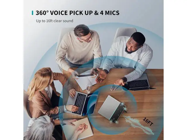 Alt view image 4 of 7 - HiDock Conference Speaker and Microphone with Mute/Project, Enhanced Voice Pickup & Full Duplex Noise Cancelling Speakerphone, Omnidirectional USB C Speaker for Home Office Meeting-Grey