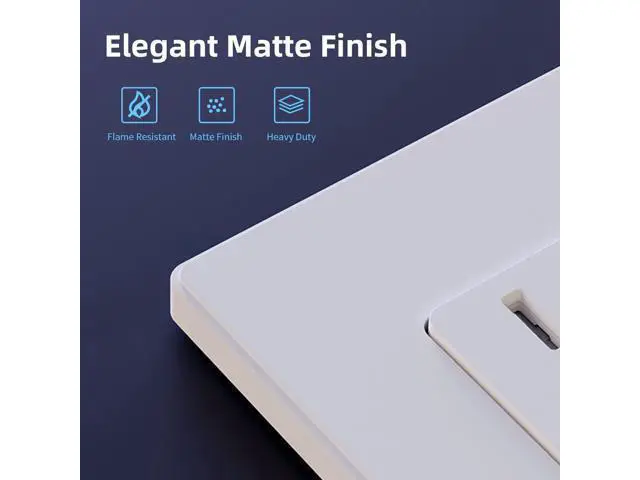 Alt view image 2 of 7 - ELEGRP Matte White Standard Decorator Electrical Wall Receptacle Outlet, 15A 125V, 2 Pole 3 Wire, Non-Tamper Resistant, NEMA 5-15R, Self-Grounding, Wall Plate Included, UL Listed, 20 Pack
