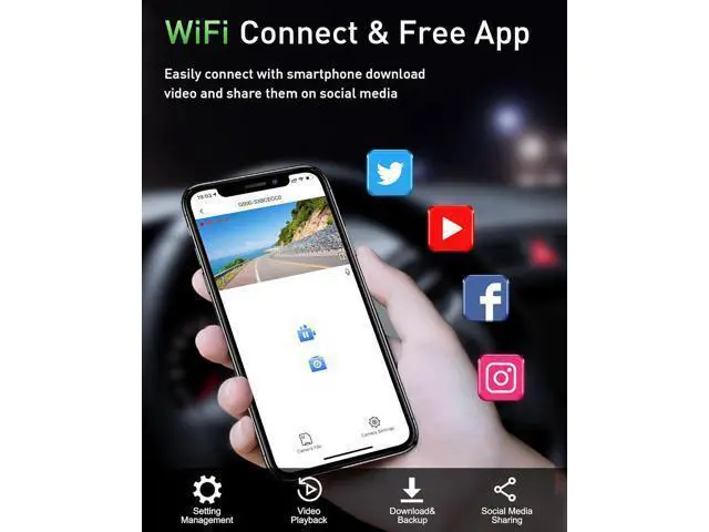 Alt view image 3 of 7 - Dash Cam Front and Rear,4K+1080P WiFi Dual Dash Camera for Cars with App, 3" IPS Dashboard Camera Recorder,Night Vision,24H/7 Parking Mode, Loop Recording,170° Wide Angle,Free 64GB SD Card