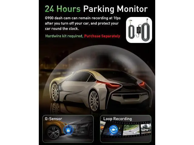 Alt view image 6 of 7 - Dash Cam Front and Rear,4K+1080P WiFi Dual Dash Camera for Cars with App, 3" IPS Dashboard Camera Recorder,Night Vision,24H/7 Parking Mode, Loop Recording,170° Wide Angle,Free 64GB SD Card
