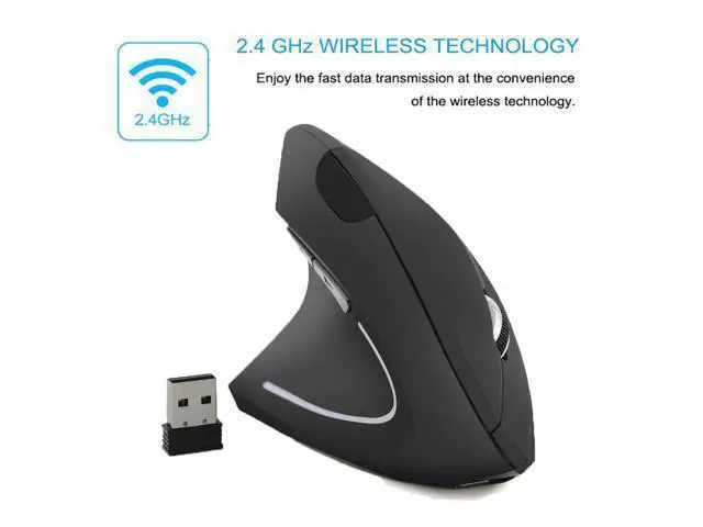 Alt view image 2 of 5 - Left Hand Wireless Mouse Rechargeable Ergonomic Vertical Mause Gaming USB Optical 1600 DPI Computer 5D Mice With Mouse Pad