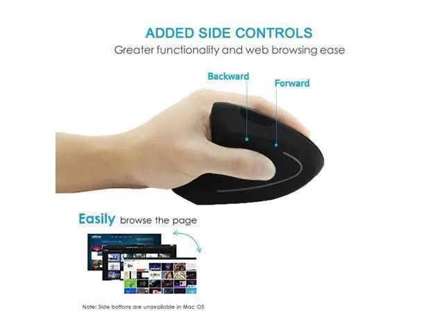 Alt view image 3 of 5 - Left Hand Wireless Mouse Rechargeable Ergonomic Vertical Mause Gaming USB Optical 1600 DPI Computer 5D Mice With Mouse Pad