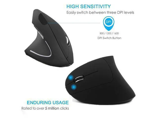 Alt view image 4 of 5 - Left Hand Wireless Mouse Rechargeable Ergonomic Vertical Mause Gaming USB Optical 1600 DPI Computer 5D Mice With Mouse Pad