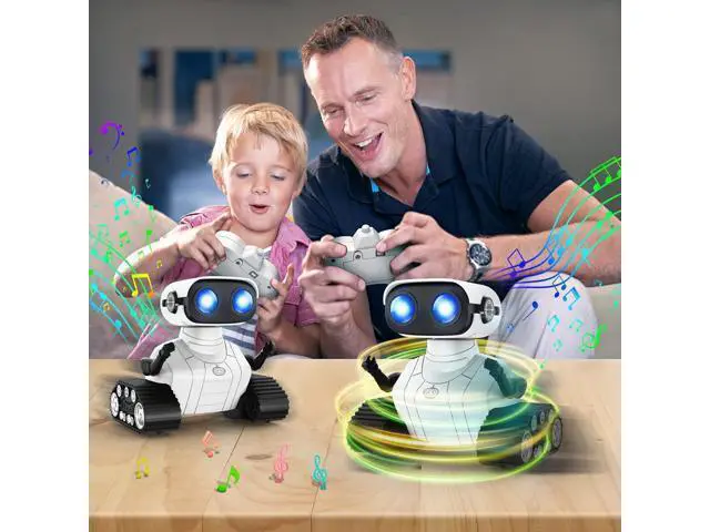 Alt view image 6 of 7 - Hamourd Robot Toys for 3 Years Old Boys Girls- Rechargeable Remote Control Robots, Emo Robot with Auto-Demonstration, Flexible Head & Arms, Dance Moves, Music, and Shining LED Eyes, Kids Toys Gifts