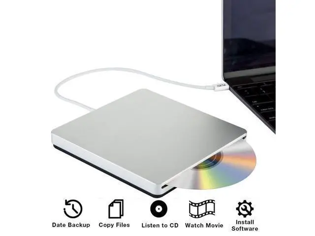 Alt view image 3 of 6 - Tpye-C Usb-C Superdrive External Dvd/Cd Reader And Dvd/Cd Burner For Apple--Macbook Air/Pro/Imac/Mini/Macbook Pro/Asus /Asus/Dell Latitude With Usb-C Port Plug And Play(Silvers)
