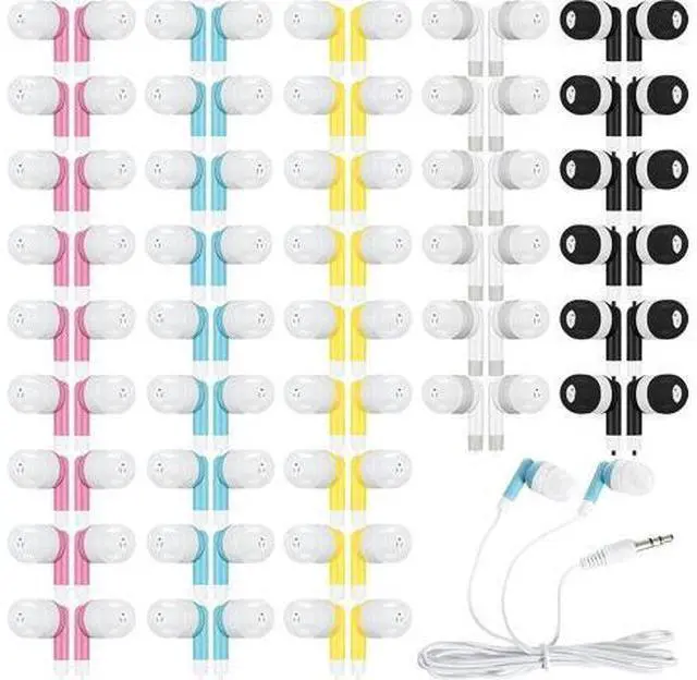 Main image of 100 Pcs Kids Bulk Earbud Headphones for Classroom Student Wired Headphones in-Ear Earbud 3.5 mm Disposable Earphones Set for Kids Adult Class School Library Laptop(Multicolor)