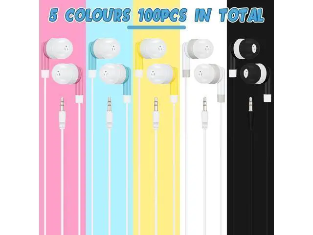 Alt view image 2 of 7 - 100 Pcs Kids Bulk Earbud Headphones for Classroom Student Wired Headphones in-Ear Earbud 3.5 mm Disposable Earphones Set for Kids Adult Class School Library Laptop(Multicolor)