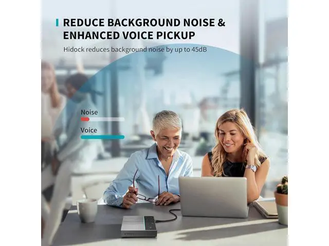 Alt view image 5 of 7 - HiDock Conference Speaker and Microphone with Mute/Project, Enhanced Voice Pickup & Full Duplex Noise Cancelling Speakerphone, Omnidirectional USB C Speaker for Home Office Meeting-Grey
