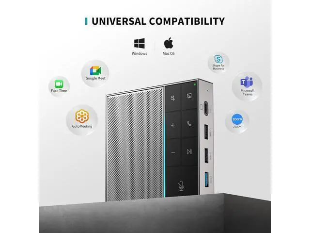 Alt view image 6 of 7 - HiDock Conference Speaker and Microphone with Mute/Project, Enhanced Voice Pickup & Full Duplex Noise Cancelling Speakerphone, Omnidirectional USB C Speaker for Home Office Meeting-Grey