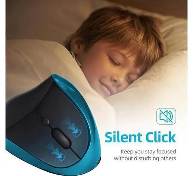 Alt view image 5 of 6 - Ergonomic Mouse Rechargeable Wireless Mouse Vertical Mice with USB Receiver Small Mouse with 6 Buttons 800/1200/1600 DPI Computer Mouse for Laptop PC(Blue)