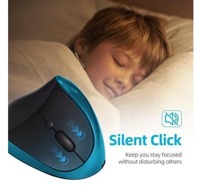 Alt view image 5 of 5 - Woddlffy Ergonomic Mouse,Rechargeable Wireless Mouse Vertical Mice with USB Receiver Small Mouse with 6 Buttons 1000/1200/1600 Computer Mouse for Laptop PC(Blue)