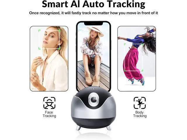 Alt view image 2 of 7 - Auto Face Tracking 360 Camera Tripod for Cell Phone Rotating with Remote, iyesku 2-Axis Smart AI Face Recognition 360 Selfie Stick Rotation Tripod Mobile Phone Holder TikTok Camera Tripod (Black)