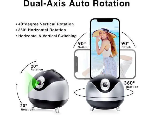 Alt view image 3 of 7 - Auto Face Tracking 360 Camera Tripod for Cell Phone Rotating with Remote, iyesku 2-Axis Smart AI Face Recognition 360 Selfie Stick Rotation Tripod Mobile Phone Holder TikTok Camera Tripod (Black)
