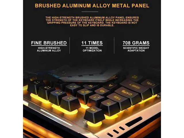 Alt view image 4 of 7 - Gaming Keyboard and Mouse Combo Orange Yellow Backlit, LED Backlight Computer Gaming Keyboad,Lighted PC Gaming Mouse,USB Keyboard Clicky Key,Silver Metal Structure,for Xbox PS4 PS3 Working