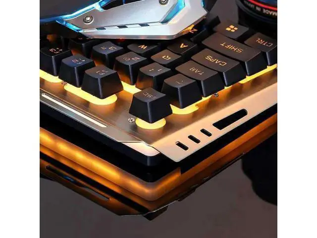 Alt view image 6 of 7 - Gaming Keyboard and Mouse Combo Orange Yellow Backlit, LED Backlight Computer Gaming Keyboad,Lighted PC Gaming Mouse,USB Keyboard Clicky Key,Silver Metal Structure,for Xbox PS4 PS3 Working