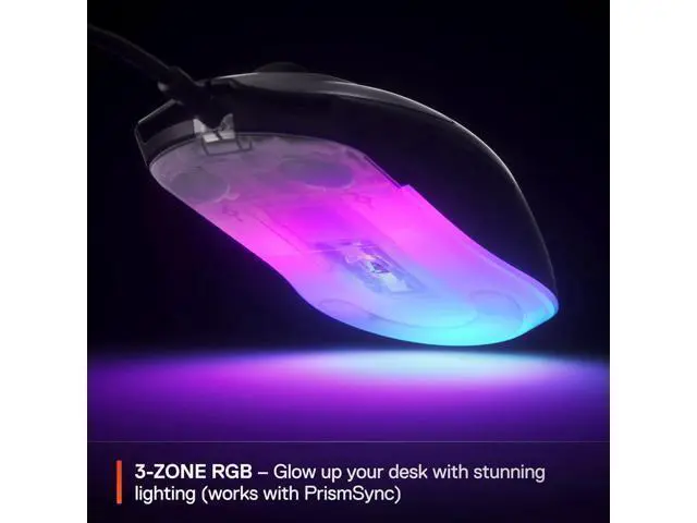 Alt view image 4 of 7 - Rival 3 Gen 2 Gaming Mouse 8500 DPI TrueMove Core Optical Sensor 60 Million Click Durability Low Latency 77g Lightweight 100% PTFE Feet RGB Black